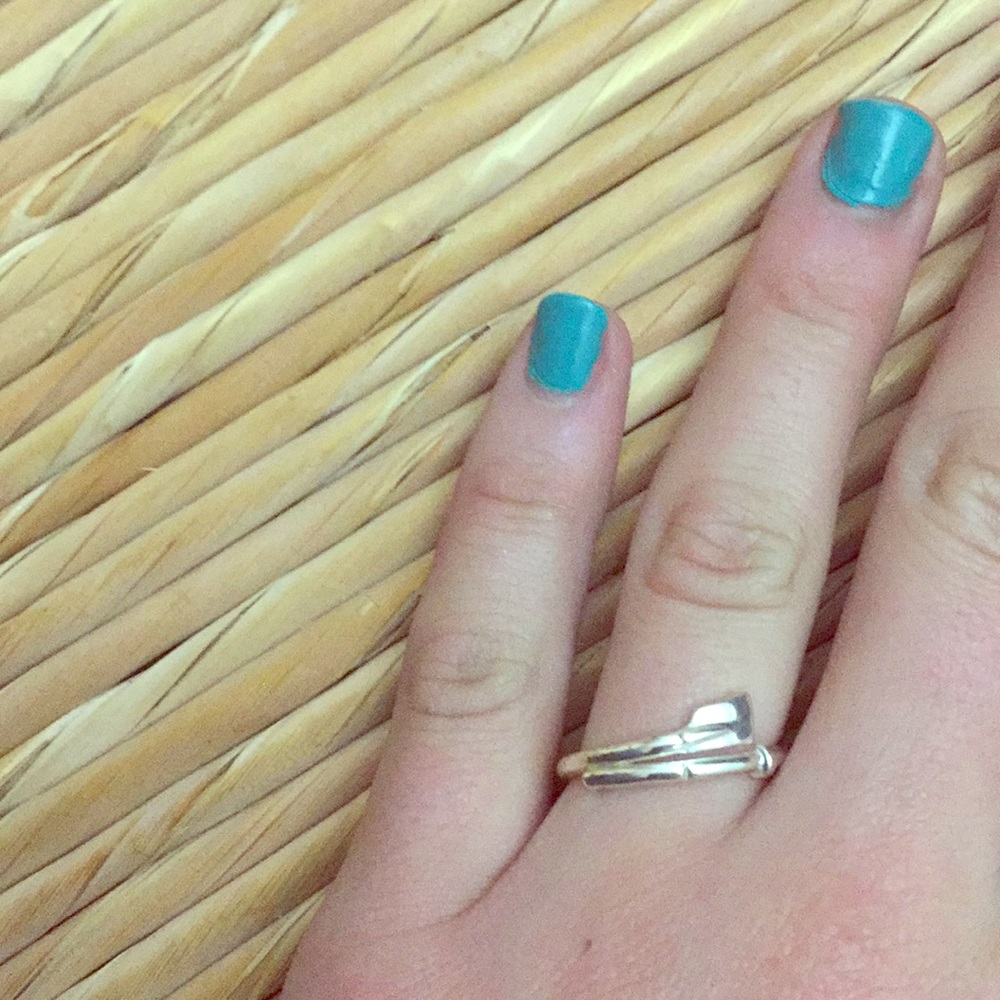 Delicate Silver Oar Ring Sz 7
